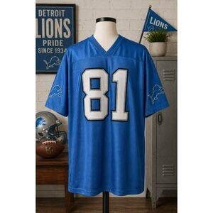 Vintage Nike NFL Detroit Lions Johnson 81 Blue Jersey XL Calvin Johnson Megatron